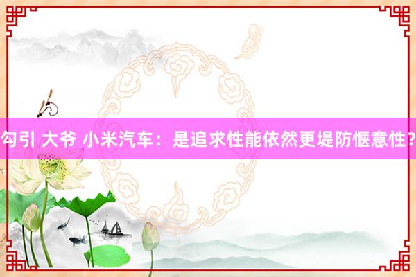 勾引 大爷 小米汽车：是追求性能依然更堤防惬意性？