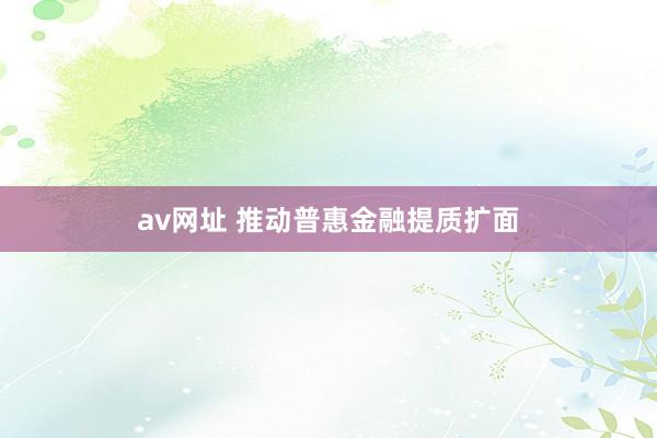 av网址 推动普惠金融提质扩面