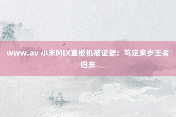 www.av 小米MIX直板机被证据：笃定来岁王者归来