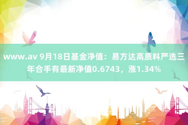 www.av 9月18日基金净值：易方达高质料严选三年合手有最新净值0.6743，涨1.34%