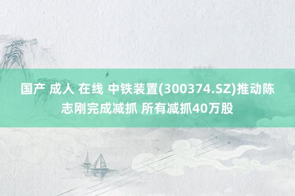 国产 成人 在线 中铁装置(300374.SZ)推动陈志刚完成减抓 所有减抓40万股