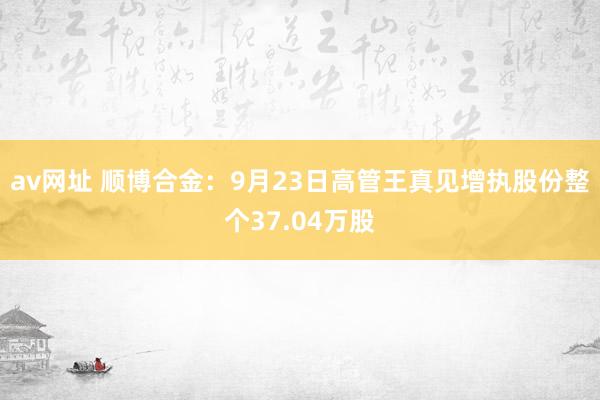 av网址 顺博合金：9月23日高管王真见增执股份整个37.04万股