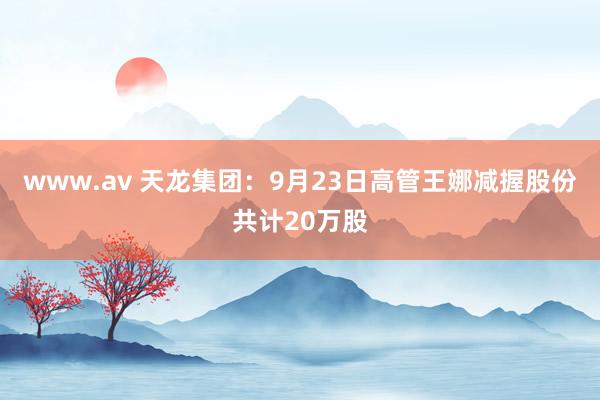 www.av 天龙集团：9月23日高管王娜减握股份共计20万股