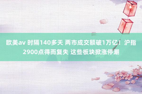 欧美av 时隔140多天 两市成交额破1万亿！沪指2900点得而复失 这些板块掀涨停潮