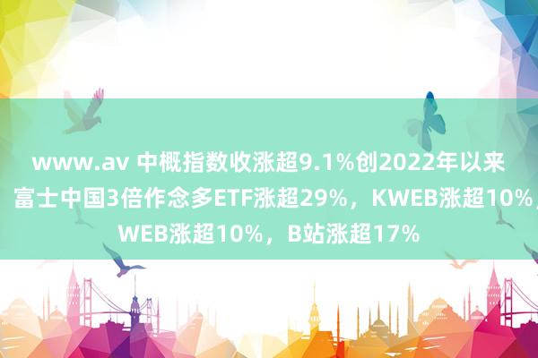 www.av 中概指数收涨超9.1%创2022年以来最大单日涨幅，富士中国3倍作念多ETF涨超29%，KWEB涨超10%，B站涨超17%