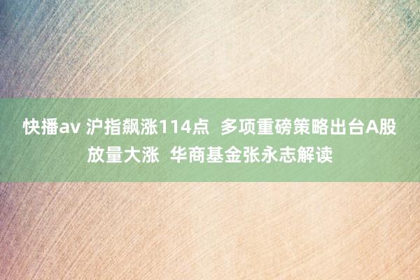 快播av 沪指飙涨114点  多项重磅策略出台A股放量大涨  华商基金张永志解读