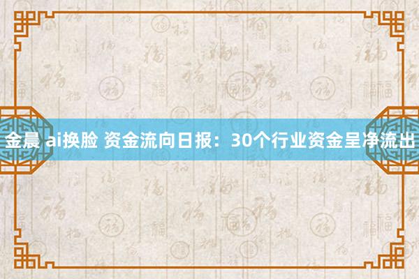 金晨 ai换脸 资金流向日报：30个行业资金呈净流出