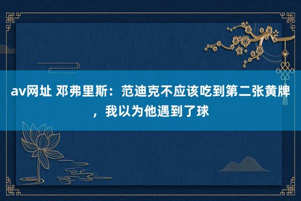 av网址 邓弗里斯：范迪克不应该吃到第二张黄牌，我以为他遇到了球