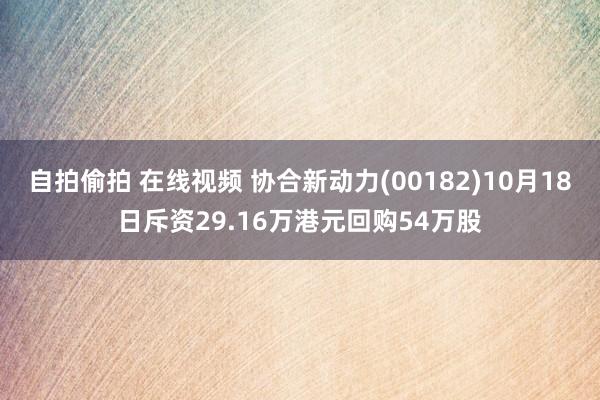 自拍偷拍 在线视频 协合新动力(00182)10月18日斥资29.16万港元回购54万股