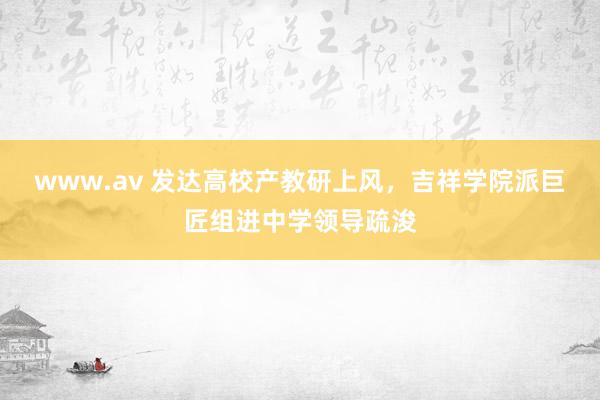 www.av 发达高校产教研上风，吉祥学院派巨匠组进中学领导疏浚