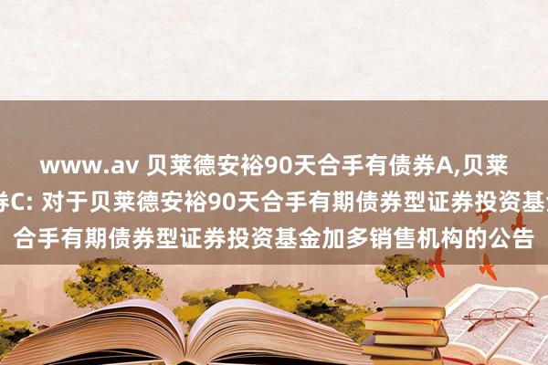 www.av 贝莱德安裕90天合手有债券A，贝莱德安裕90天合手有债券C: 对于贝莱德安裕90天合手有期债券型证券投资基金加多销售机构的公告