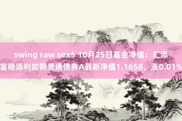 swing raw sex5 10月25日基金净值：汇添富稳添利如期灵通债券A最新净值1.1658，涨0.01%