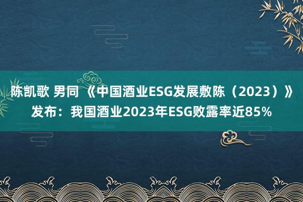 陈凯歌 男同 《中国酒业ESG发展敷陈（2023）》发布：我国酒业2023年ESG败露率近85%