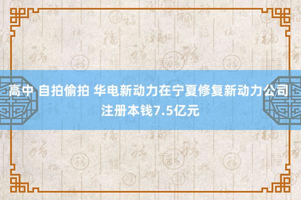 高中 自拍偷拍 华电新动力在宁夏修复新动力公司 注册本钱7.5亿元