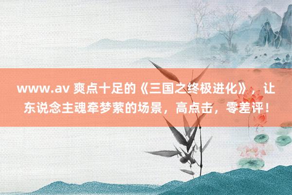 www.av 爽点十足的《三国之终极进化》，让东说念主魂牵梦萦的场景，高点击，零差评！