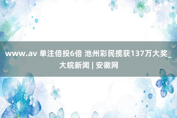 www.av 单注倍投6倍 池州彩民揽获137万大奖_大皖新闻 | 安徽网