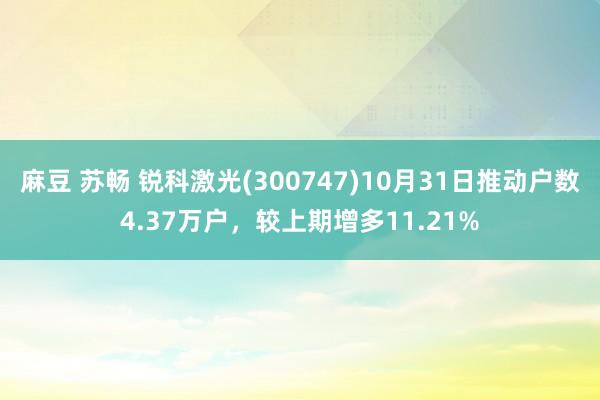 麻豆 苏畅 锐科激光(300747)10月31日推动户数4.37万户，较上期增多11.21%