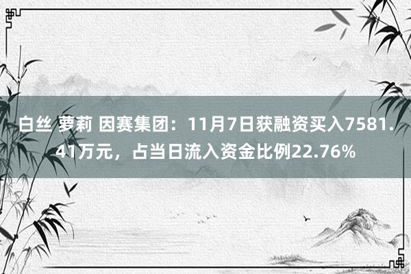 白丝 萝莉 因赛集团：11月7日获融资买入7581.41万元，占当日流入资金比例22.76%