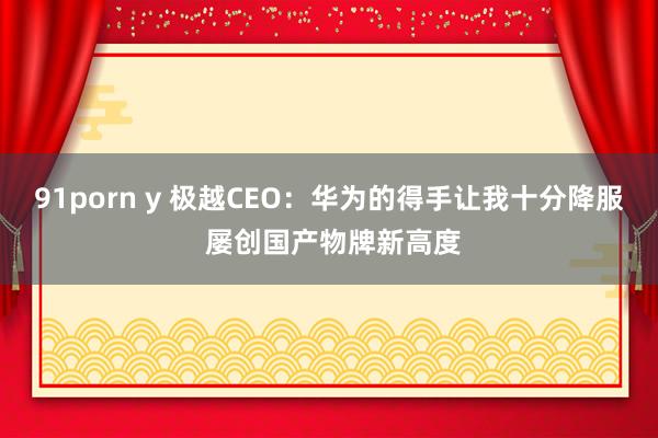 91porn y 极越CEO：华为的得手让我十分降服 屡创国产物牌新高度