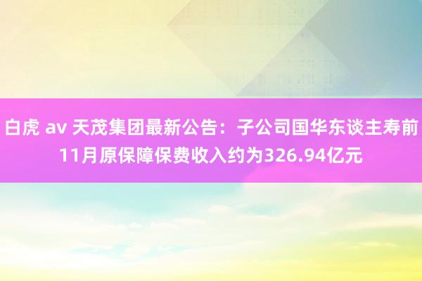 白虎 av 天茂集团最新公告：子公司国华东谈主寿前11月原保障保费收入约为326.94亿元