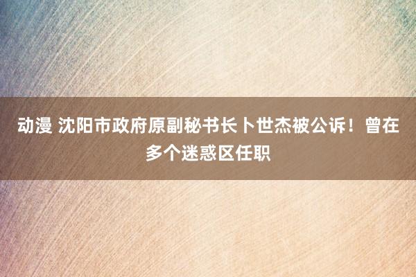 动漫 沈阳市政府原副秘书长卜世杰被公诉！曾在多个迷惑区任职