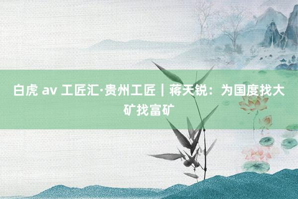 白虎 av 工匠汇·贵州工匠｜蒋天锐：为国度找大矿找富矿