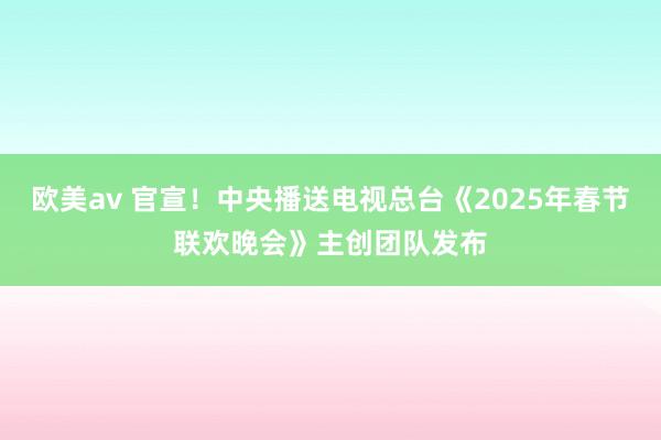 欧美av 官宣！中央播送电视总台《2025年春节联欢晚会》主创团队发布