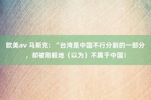 欧美av 马斯克：“台湾是中国不行分割的一部分，却被刚毅地（以为）不属于中国！