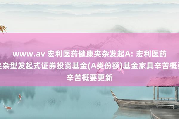 www.av 宏利医药健康夹杂发起A: 宏利医药健康夹杂型发起式证券投资基金(A类份额)基金家具辛苦概要更新