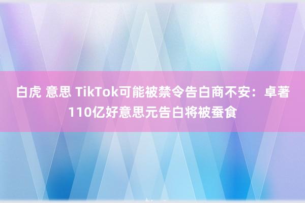 白虎 意思 TikTok可能被禁令告白商不安：卓著110亿好意思元告白将被蚕食