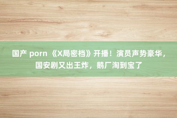 国产 porn 《X局密档》开播！演员声势豪华，国安剧又出王炸，鹅厂淘到宝了